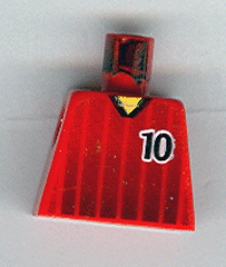 Lego Torso Soccer Black Fading Stripes and Number 10 Front and Back Pattern / Red