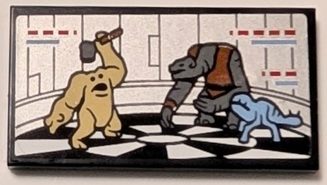 Lego Tile 2 x 4 with Dejarik Hologame Video Game Screen Pattern (Sticker) - Set 75389