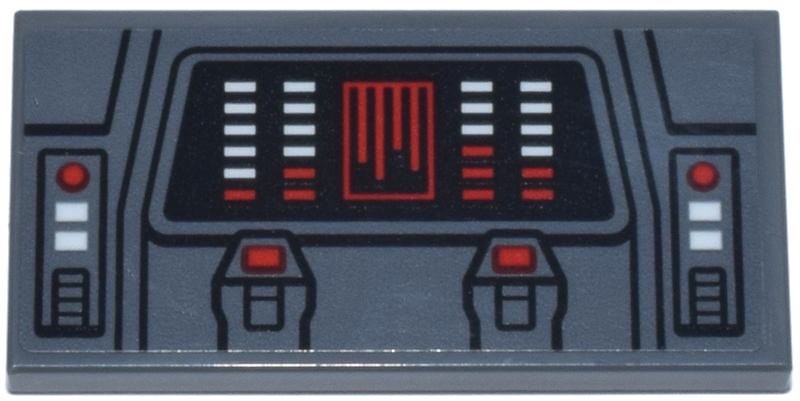 Lego Tile 2 x 4 with Black Console Display, Red and White Lines and Buttons Pattern (Sticker) - Set 75413