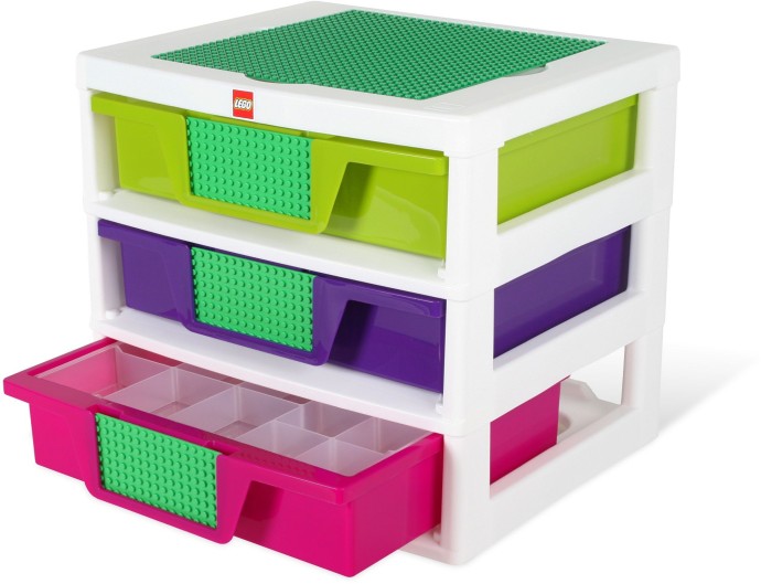 Lego 3-Drawer Storage (White - Lime/Purple/Dark Pink)
