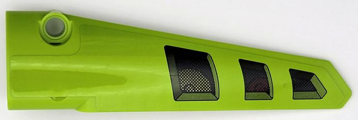 Lego Technic, Panel Fairing # 5 Long Smooth, Side A with Black Air Vent Grilles Pattern (Sticker) – Set 42080 / Lime
