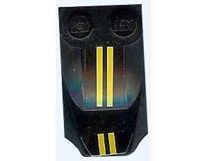 Lego Slope, Curved 3 x 2 x 2/3 with 2 Studs, Wing End with Yellow Stripes Pattern (Stickers) - Set 8135