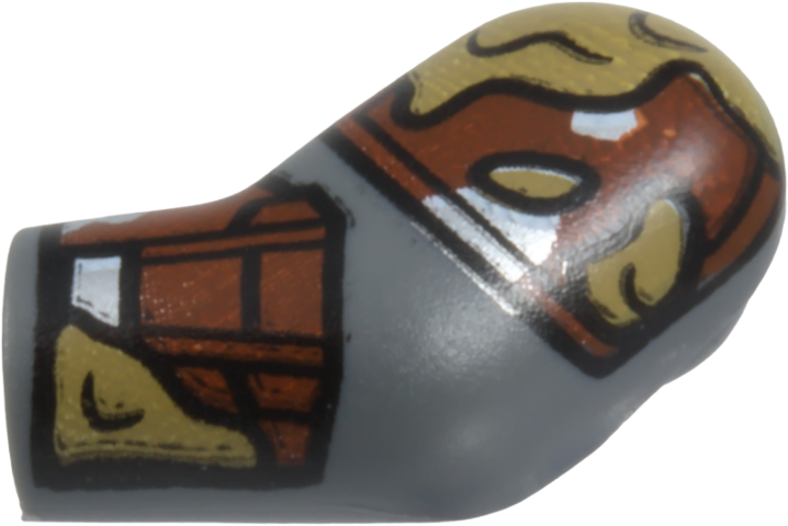 Lego Arm, Left with Reddish Brown and Silver Armor with Dark Tan Mud Splotches Pattern