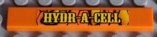 Lego Tile 1 x 6 with 'HYDR-A-CELL' Pattern (Sticker) - Set 8158 / Orange