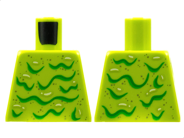 Lego Torso Silver Speckles, Bright Green Wavy Lines Pattern