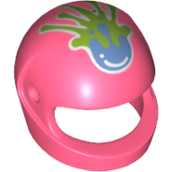 Lego Helmet, Standard with Bright Light Blue and Lime Paint Splotch Print / Coral
