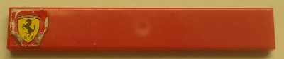 Lego Tile 1 x 6 with Ferrari Logo on Red Background Pattern Left (Sticker) - Set 8143 / Red