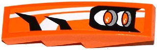 Lego Slope, Curved 4 x 1 with Black and White Stripes and 2 Orange Headlights Pattern Model Right Side (Sticker) - Set 70224