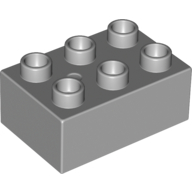 Lego Duplo Brick 2 x 3 / Light Bluish Gray
