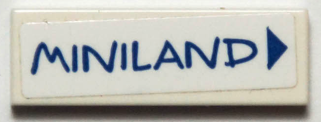 Lego Tile 1 x 3 with Blue 'MINILAND' and Triangle Pattern (Sticker) - Set 40346