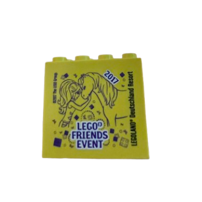 Lego Brick 2 x 4 x 3 with 'LEGO Friends Event', Legoland Deutschland Resort', '2017' Print