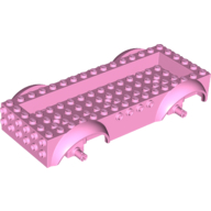 Lego Vehicle Base 8 x 16 with Wheel Arches, Front and Side Studs, and 4 x 14 Recessed Studded Section, 3 Holes, Bright Pink Wheel Clip Pins