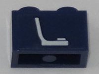 Lego Brick 1 x 2 with White Seat / Chair Pattern (Sticker) - Set 60197 / Dark Blue