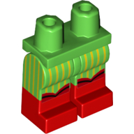 Lego Hips with Bright Green Legs and Red Boots Pattern with Yellow Stripes / Bright Green