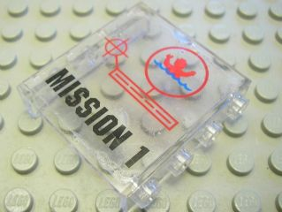 Lego Panel 1 x 4 x 3 - Hollow Studs with 'MISSION 1' Pattern (Sticker) - Set 7047