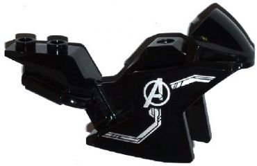 Lego Motorcycle Fairing, Racing (Sport) Bike with Silver Lines and Avengers Logo Pattern on Both Sides (Stickers) - Set 76032
