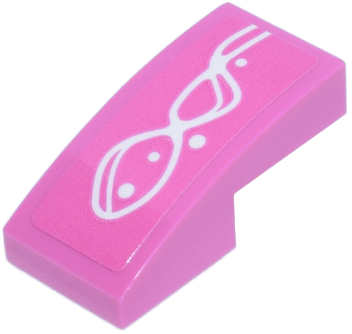Lego Slope, Curved 2 x 1 x 2/3 with White Curved Lines and Dots Pattern Model Left Side (Sticker) - Set 77241