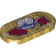 Lego Tile Round 2 x 4 with Books, Roses Print