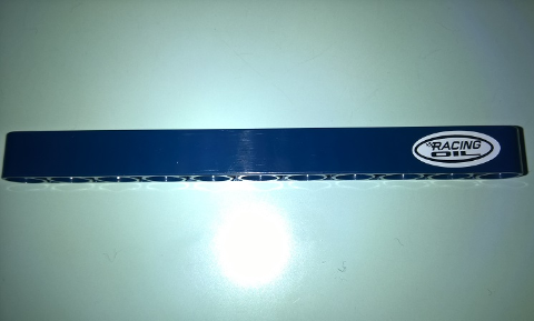 Lego Technic, Liftarm Thick 1 x 11 with 'RACING OIL' in White Ellipse Pattern Model Left Side (Sticker) - Set 41999 / Dark Blue