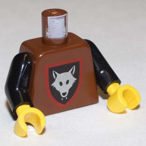 Lego Torso Armor, Wolfpack Print, Black Arms, Yellow Hands / Brown