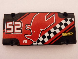 Lego Technic, Panel Plate 5 x 11 x 1 with Rhino Head, '52', 'SMOOTH OIL' and 'V8' Pattern Model Left Side (Sticker) - Sets 8041 / 42041