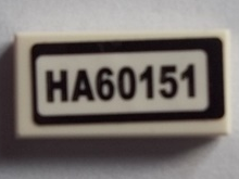 Lego Tile 1 x 2 with 'HA60151' Pattern (Sticker) - Set 60151