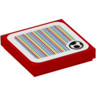 Lego Tile 2 x 2 with Yoshi Egg and Barcode Print (Sticker) / Red