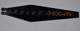 Lego Hinge Plate 3 x 12 with Angled Side Extensions and Tapered Ends with Orange Lines Type 4 Pattern Model Back Right (Sticker) - Set 9444