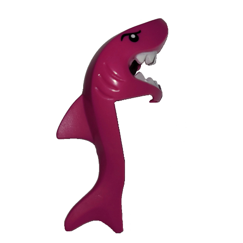 Lego Mask Shark Head with Tail and Fin with Eyes and White Teeth Print / Magenta