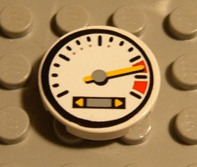 Lego Tile, Round 2 x 2 with Tachometer and Red Lines Pattern (Sticker) - Set 8448