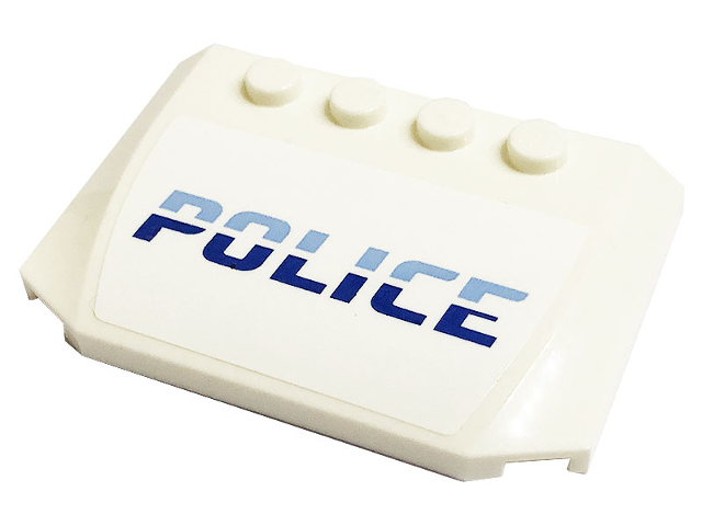 Lego Wedge 4 x 6 x 2/3 Triple Curved with Bright Light Blue and Blue 'POLICE' Pattern (Sticker) - Set 60316