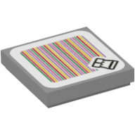 Lego Tile 2 x 2 with Stone Eye and Barcode Print (Sticker) / Light Bluish Gray
