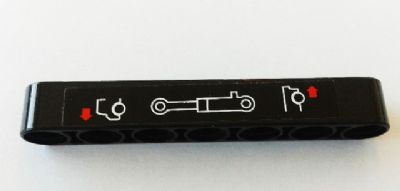 Lego Technic, Liftarm Thick 1 x 7 with Pump and Truck Front and Rear with Red Arrows Pattern (Sticker) - Set 8110 / Black