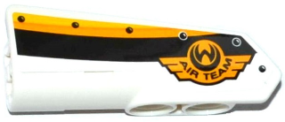 Lego Technic, Panel Fairing #22 Very Small Smooth, Side A with Emblem with 'AIR TEAM' and Yellow, Orange and White Stripes Pattern (Sticker) - Set 42044