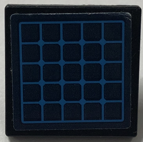Lego Road Sign 2 x 2 Square with Open O Clip with Dark Blue and Dark Azure Solar Panel Pattern (Sticker) - Set 41702