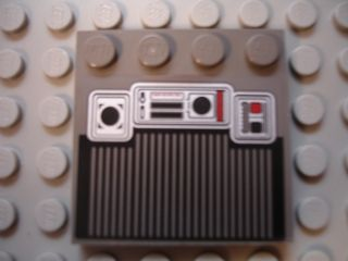 Lego Tile, Modified 4 x 4 with Studs on Edge with SW Rebel Snowspeeder Controls Pattern (Sticker) - Set 10129