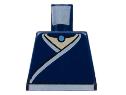 Lego Torso Avatar White Robe Trim and Belt, Light Blue Necklace Gem Pattern / Dark Blue
