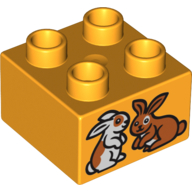 Lego Duplo Brick 2 x 2 with Two Rabbits Print