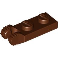 Lego Hinge Plate 1 x 2 Locking with 2 Fingers On End, without Groove, 7 Teeth / Reddish Brown
