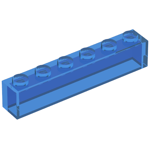 Lego Brick 1 x 6 with No Bottom Tubes / Trans-Dark Blue