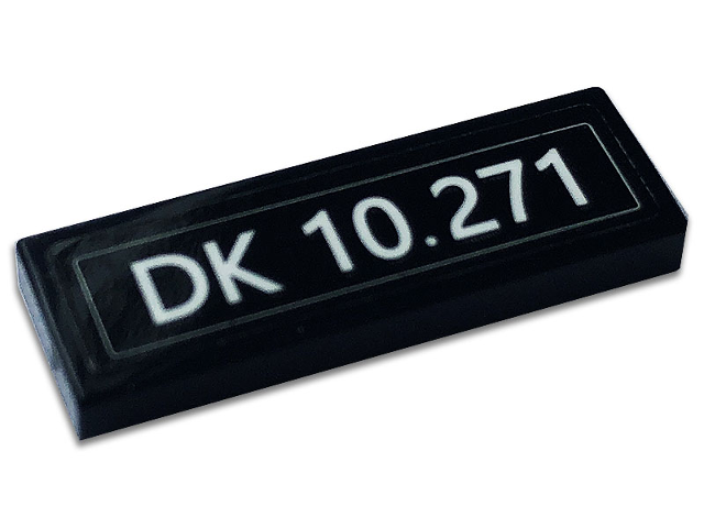 Lego Tile 1 x 3 with 'DK 10.271' Pattern (Sticker) - Set 10271