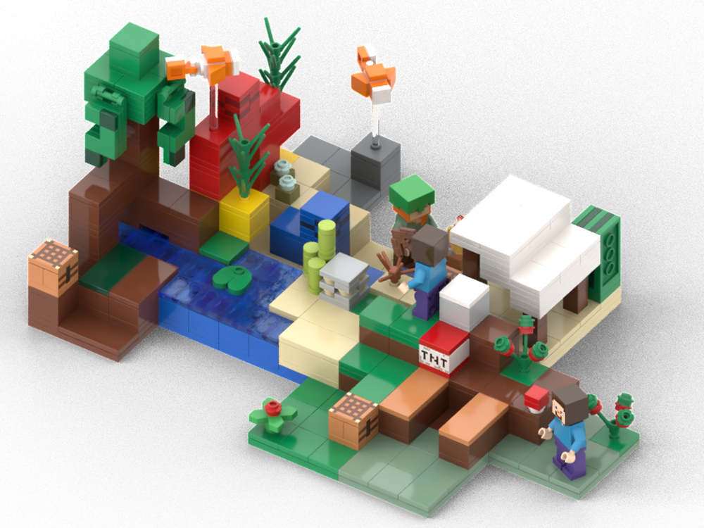 Lego Block Accurate Minecraft Set Modifications Bundle All 5 Combined into World