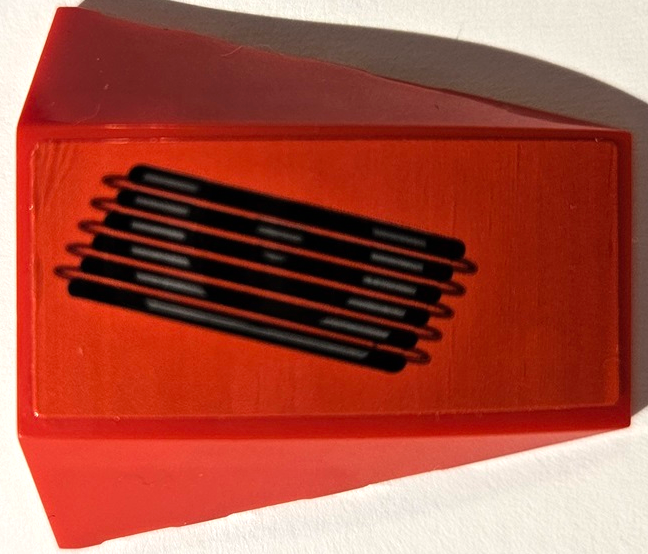 Lego Wedge 4 x 4 Triple Curved No Studs with Black Air Vent with Grille and Fan Pattern (Sticker) - Set 40517 / Red