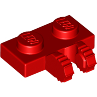 Lego Hinge Plate 1 x 2 Locking with 2 Fingers on Side, 7 Teeth / Red