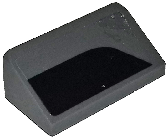 Lego Slope 30 1 x 2 x 2/3 with Black Curved Corner on Dark Bluish Gray Background Pattern Model Left Side (Sticker) - Set 75877