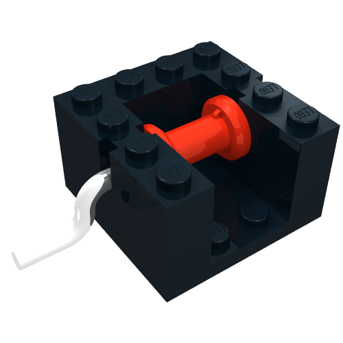 Lego String Reel Winch 4 x 4 x 2 with Metal Handle, Red Drum / Black