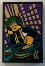 Lego Tile 2 x 3 with DJ Promotional Poster Pattern (Sticker) - Set 60380