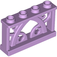 Lego Fence Ornamented 1 x 4 x 2 with 4 Studs / Lavender