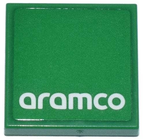 Lego Tile 2 x 2 with White 'aramco' Logo Pattern (Sticker) - Set 76925