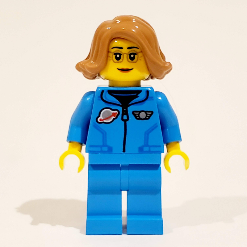 Lego Astronaut, Dark Azure Jumpsuit, Medium Nougat Hair
